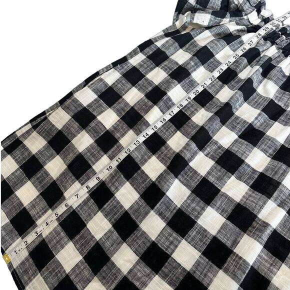 Corey Lynn Calter Gingham Off The Shoulder Linen Blend Dress Black White Medium - Picture 11 of 11